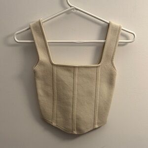 Zara Cream Square Neck Corset Tank